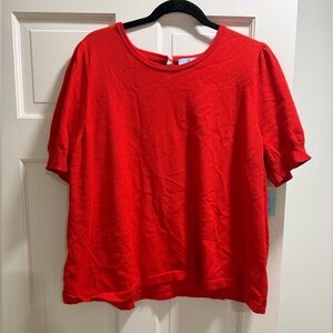 CeCe Bright Cherry Red Knit Sweater Top